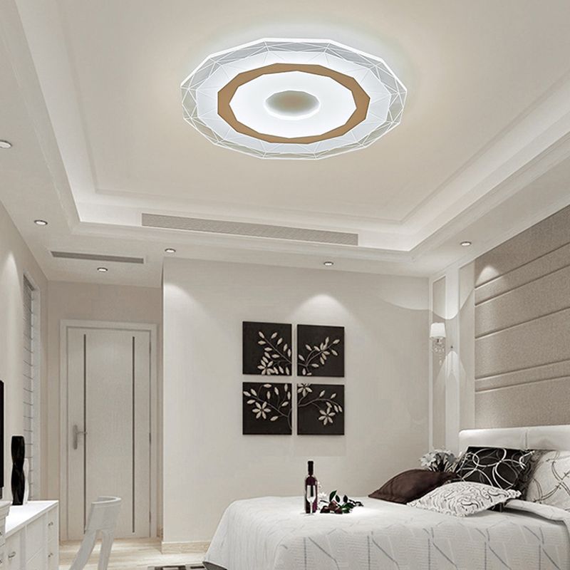 19.5"/23.5" Wide Ultra-Thin Ceiling Lamp Simple Style Acrylic White LED Flush Mount Fixture in Warm/White/Outer White Inner Warm Light