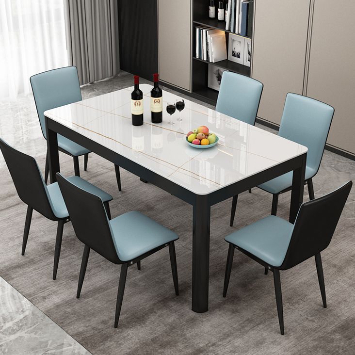 Modern Black in Glass Counter Table Rectangle Dining Table for Kitchen