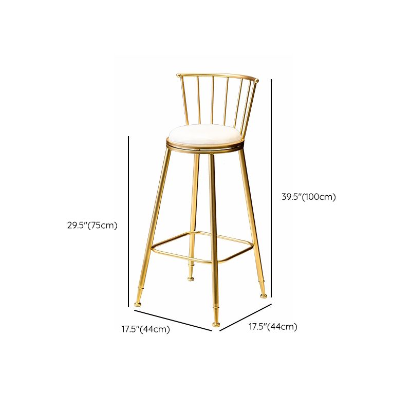 Glam Low Back Dining Stools Armless Bar Stools with Footrest