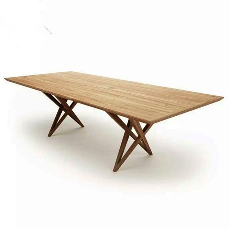 Mesa de comedor rectangular de lujo, mesa fija de madera maciza para el hogar