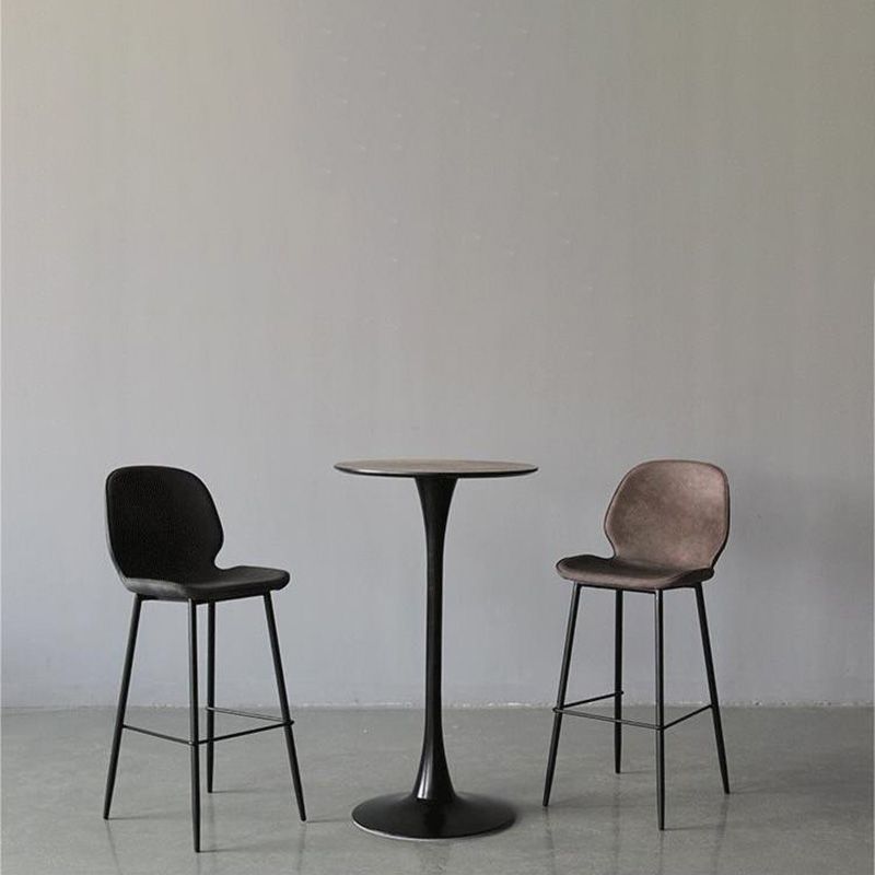 Contemporary Faux Leather Counter Stool Low Back Stool with Black Frame
