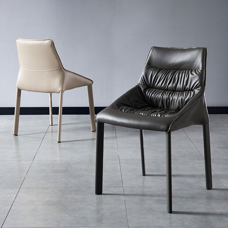 Sillas laterales de comedor de cuero contemporáneo, silla con respaldo sólido para uso doméstico