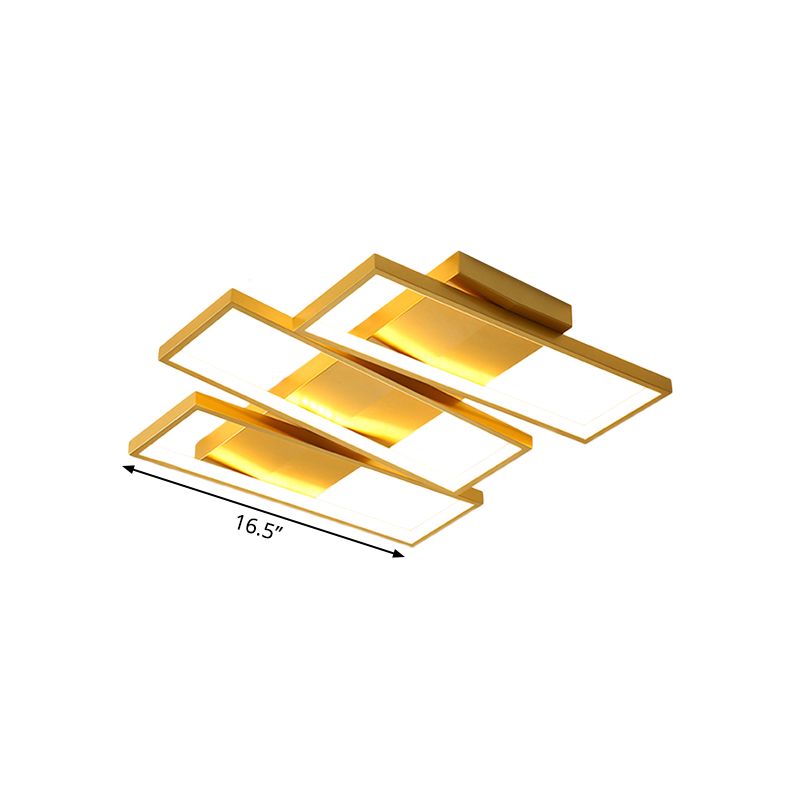Modern 16.5"/20.5" W LED Flush Ceiling Light Fixture Gold Rectangle Flushmount Lighting with Acrylic Shade