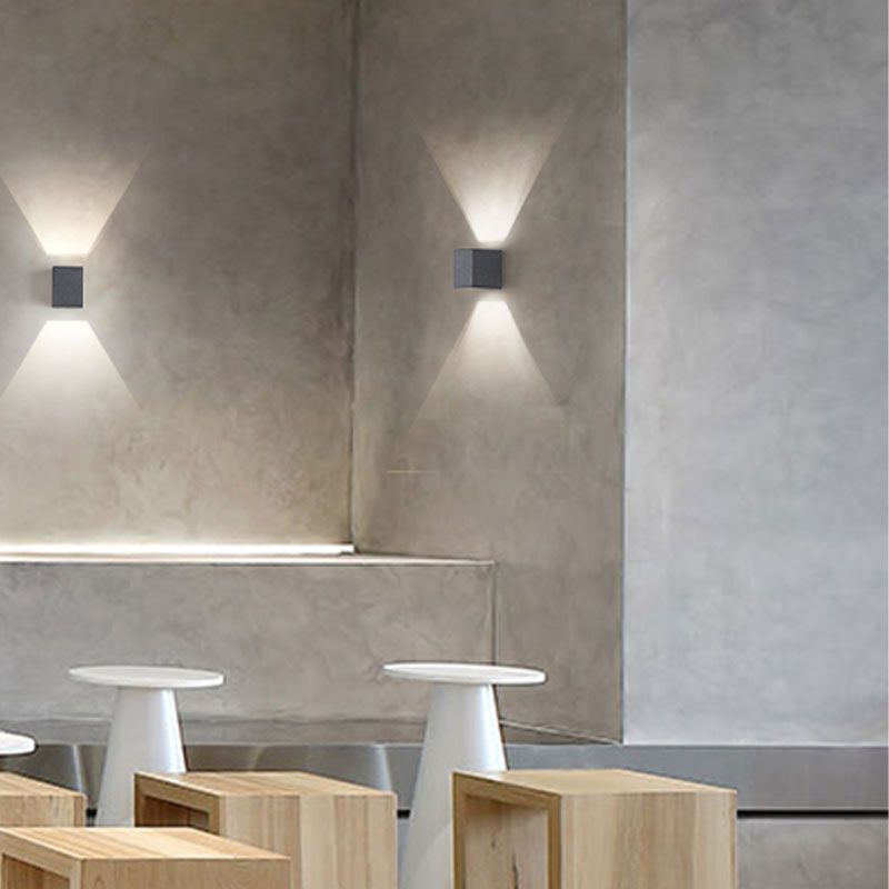 Cuboid Wall Light Farmture Moderne 1-licht grijze wandlamp met cementschaduw