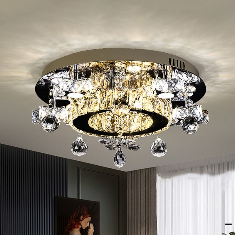 Facetted Crystal Star Semi Flush Lampe Simplicity LED Deckenspülung in Chrom, warm/weißes Licht