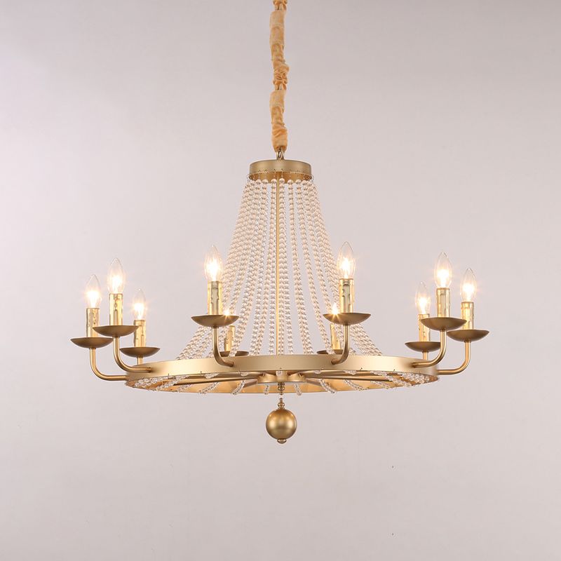 Candelabra Crystal Chandelier Lighting Fixture Countryside Living Room Pendant Light