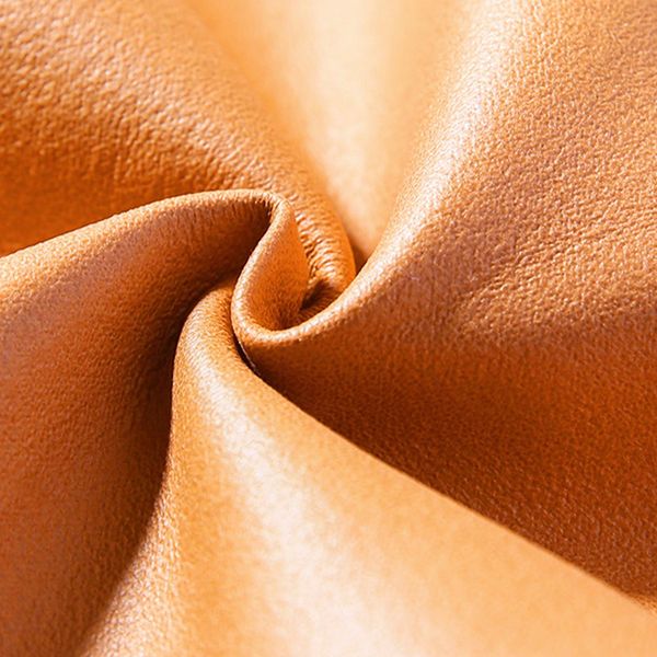 Orange Leather Pouf Modern Round Pure Color Pouf for Drawing Room