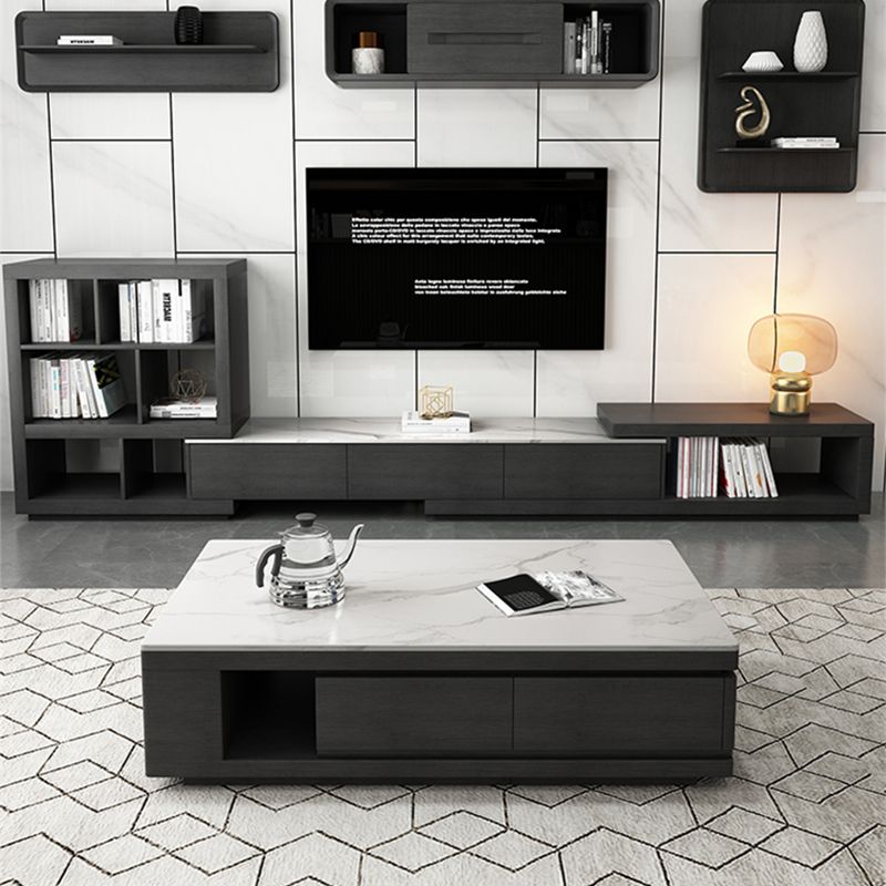 Single Coffee Table Slate Rectangular Coffee Table with Shelf
