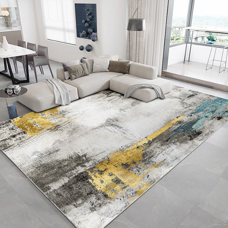 Gray Black Graphic Carpet Polyester Simple Carpet Stain Resistant Carpet for Living Room