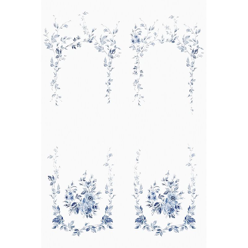 Blue Ivy Mural Wallpaper Flower Stylish Wall Art on White for Bedroom Decoration