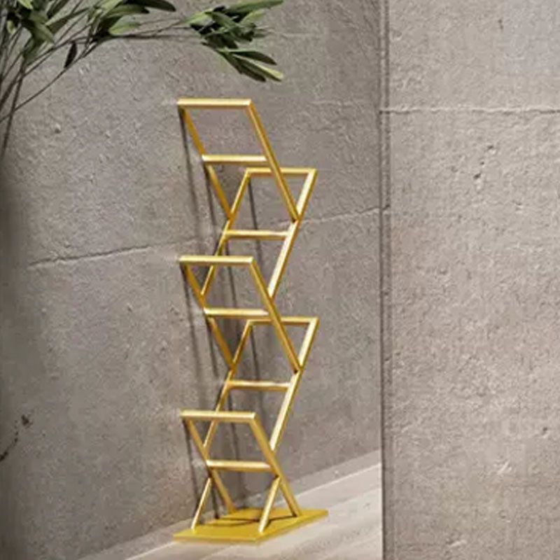 4 Shelves Contemporary Etagere Bookcase Open Back Metal Bookshelf