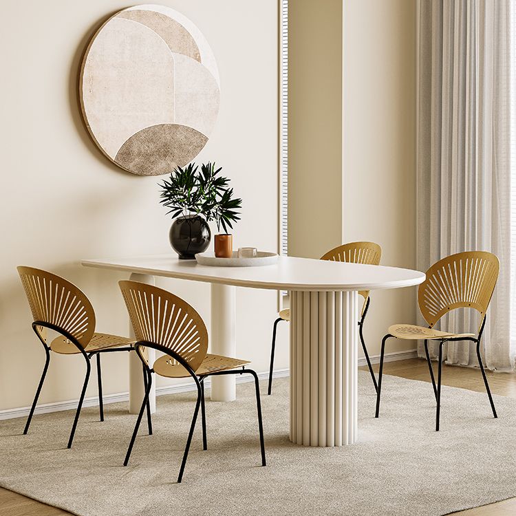 White Modern Dining Table Sintered Stone Dinner Table for Dining Room