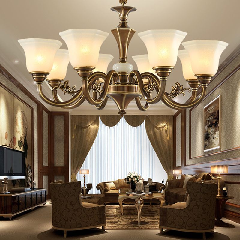 Modern Style Metal Hanging Pendant Light Glass Geometric Chandelier for Living Room