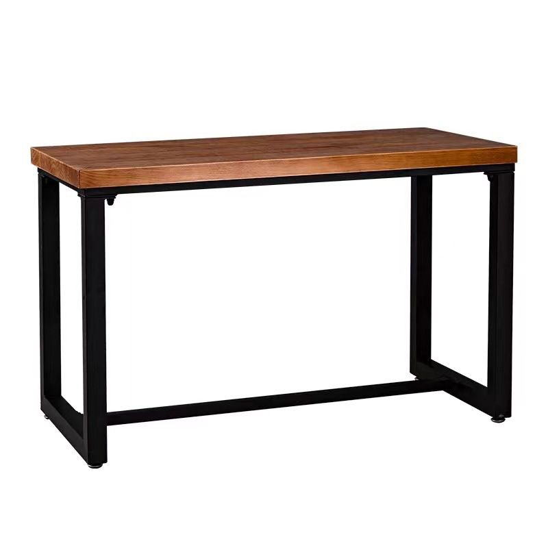 Solid Wood Dining Table Industrial Brown Top Dining Table with Black Frame