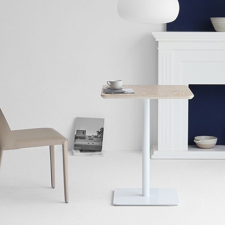 Metal Industrial Square Dining Table Solid Wood Top Indoor Table with Pedestal Base
