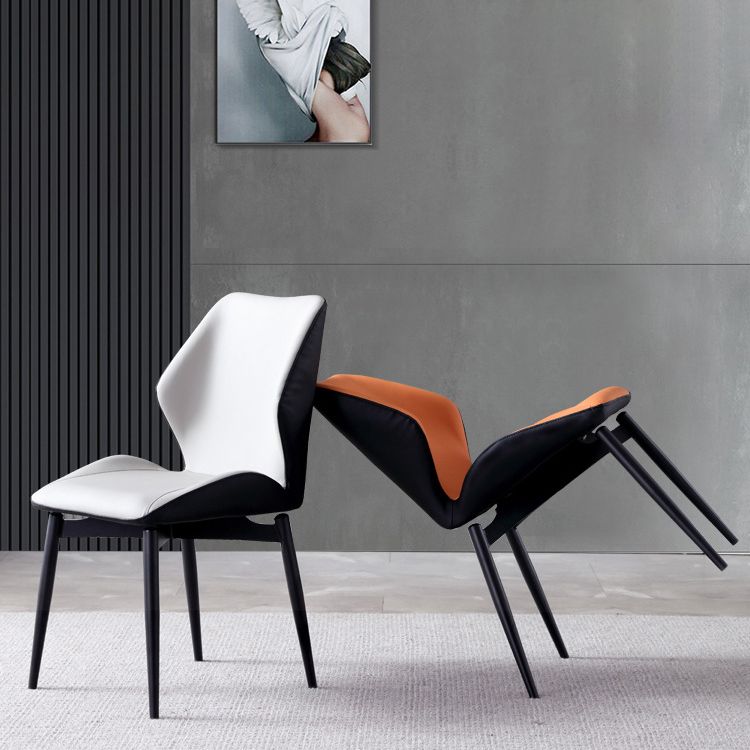 Silla lateral interior contemporánea Wingback Silla de comedor tapizada de metal