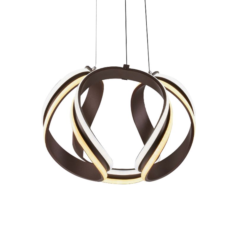 White/Brown Twisted Ceiling Lamp Simplicity Single Light Acrylic Chandelier in Warm/White/Natural Light