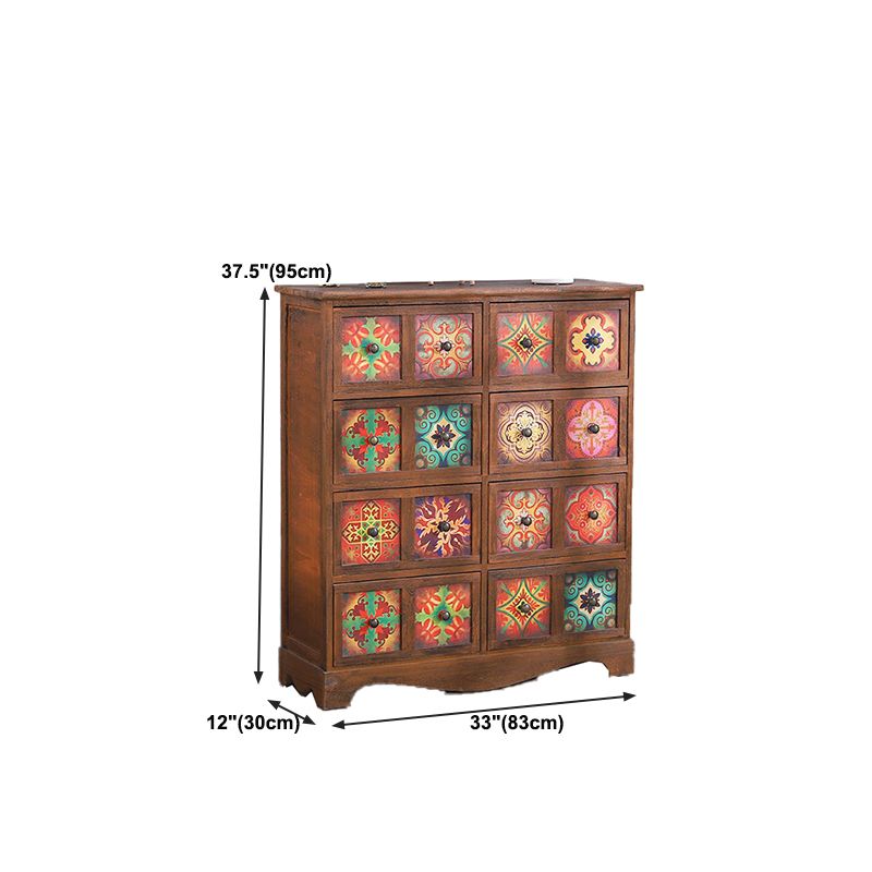 Traditional Brown Storage Chest Vertical Lingerie Chest with Drawers