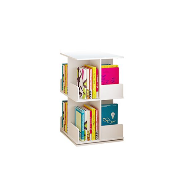 Contemporary Style Bookshelf Rotatable White Bookcase for Home and Office