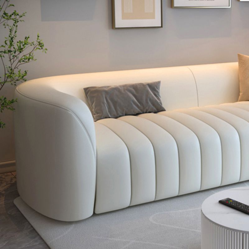 White Durable Sectionals Stain-Resistant Square Arms Sofa for Living Room