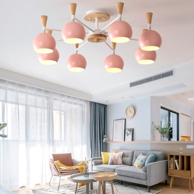 Nordic Metal Ceiling Light Colorful Bowl Shape Flush Mount Light for Bedroom