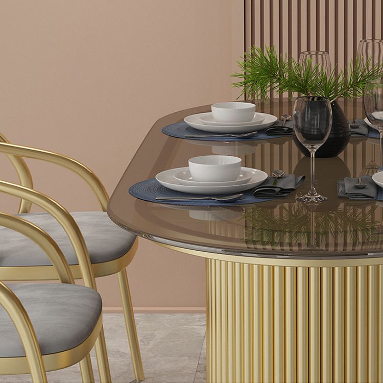 Tavolo da pranzo a due colori a forma ovale semplicità tavolo doppio piedistallo per sala da pranzo