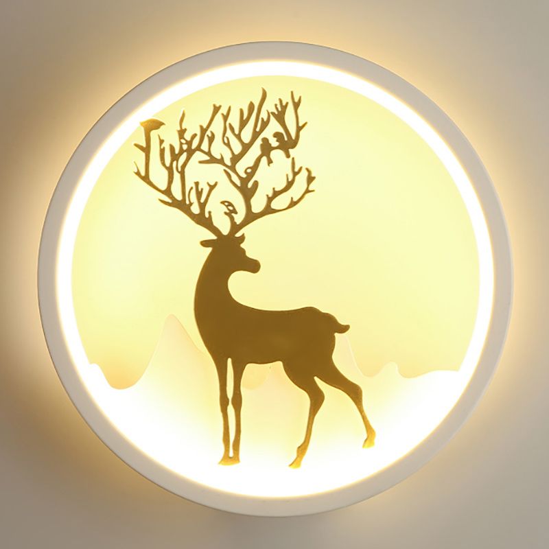 Forma de pared de metal de forma de ciervo estilo moderno de 1 luces de pared de pared.