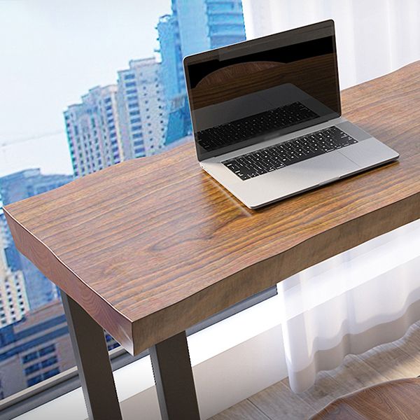 Wood Top Bar Dining Table Traditional Luxury Rectangle Bar Table with Black Trestle Base