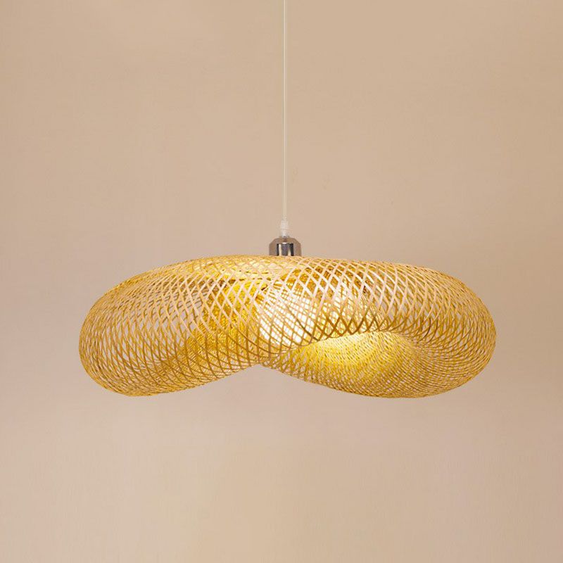 Twisted hanger licht eigentijds bamboe single-bulb restaurant ophanging licht in hout