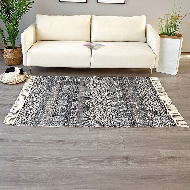 Bohemian Carpet Ameicana Pattern Cotton Rug Fringe Design Carpet for Living Room