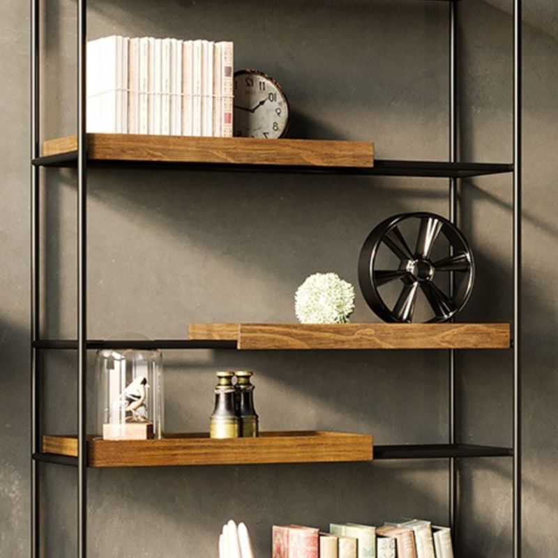 Contemporary Wooden Bookshelf Open Back Etagere Bookcase with Shelves