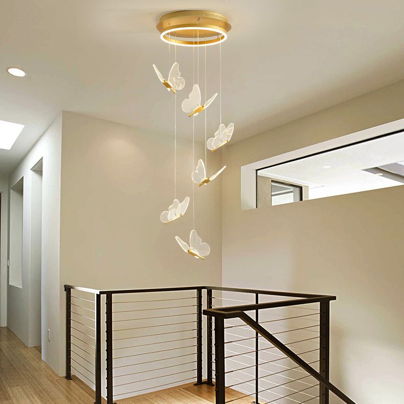 Zeitgenössischer Cluster -Anhänger Butterfly Arcylic Multi Pendant Light In Clear