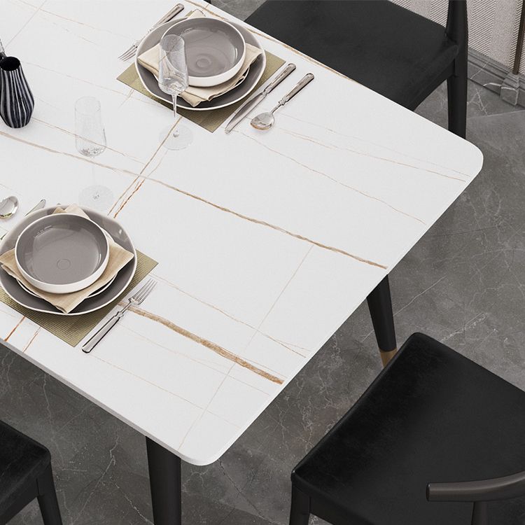 Modern Black Base Dining Set 1/4/5/7 Pieces Stone Top Indoor Dinette Set