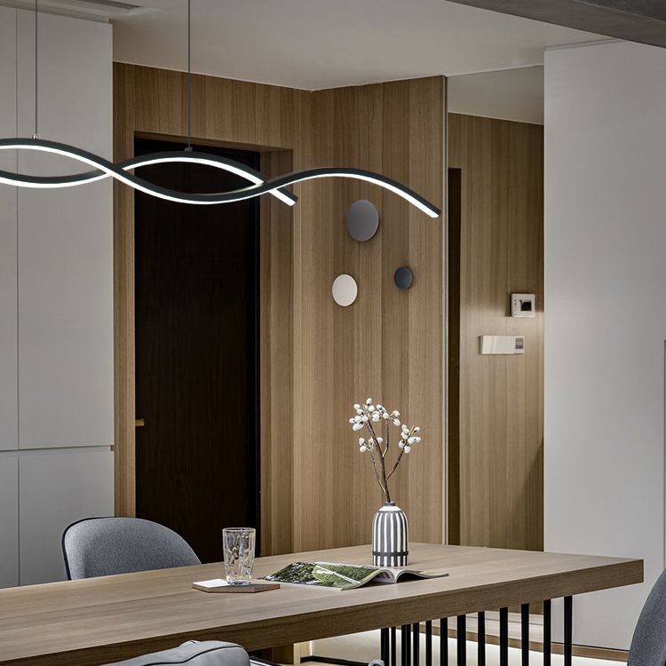 1 luminaire de plafond linéaire à LED de lumière Nouveau pendentif en aluminium noir moderne