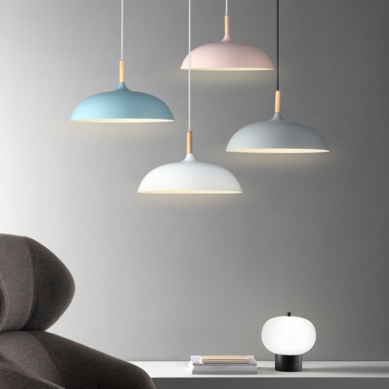 Pot Cover Shade Hanging Lighting Modern Macaron Style Metal 1 Pendant Light Pendant pour le chevet