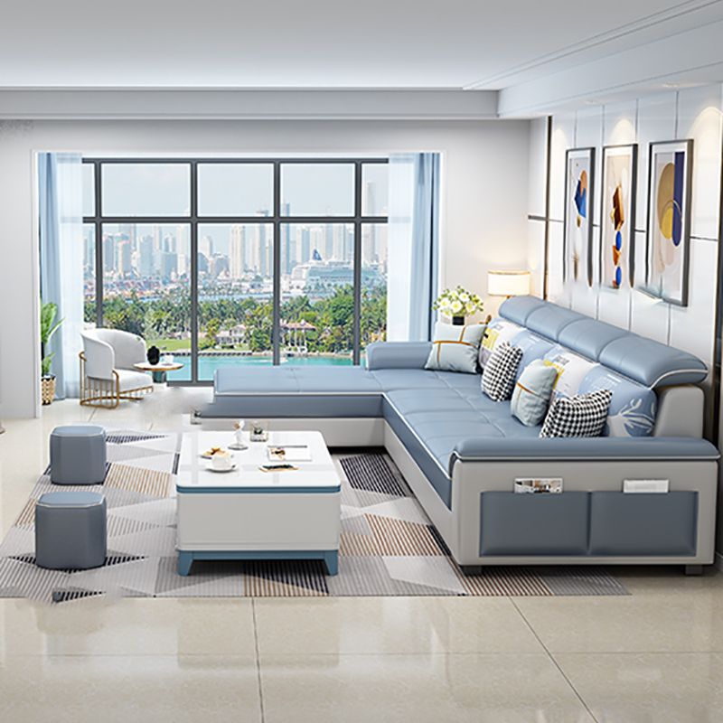 Contemporary 4-seater Sofa Sewn Pillow Back Sectional with Storage