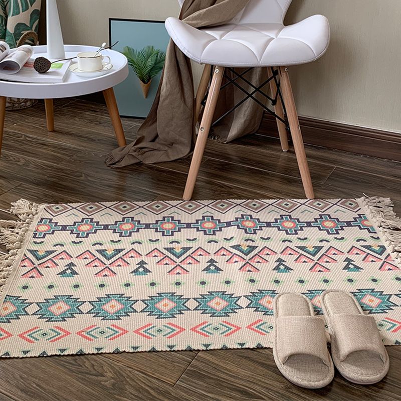 Southwestern Geometric Print Rug veelkleurig vlas tapijthand Twisted Pet Friendly Rug met rand voor decoratie