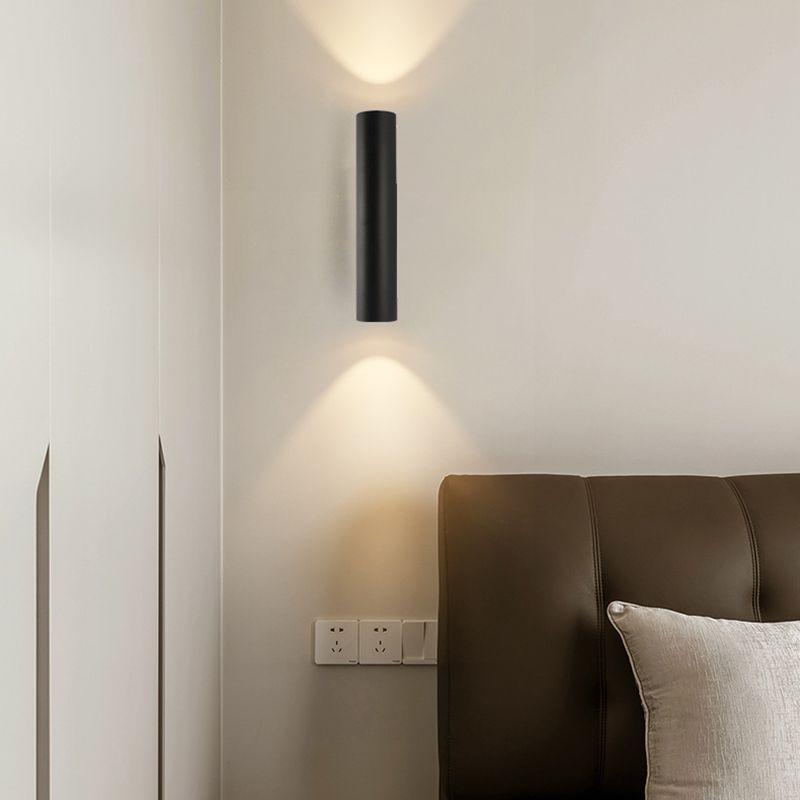 2 Lights Cylinder Wall Mounted Lamps Modern Style Metal Wall Sconces