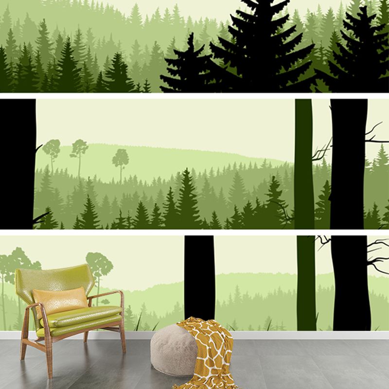 Illustration Forest Mural Wallpaper Large Wall Decoration for Bedroom, Custom-Print