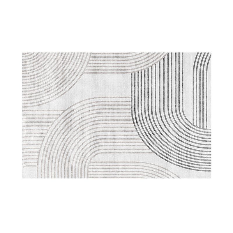 Gray Simple Rug Polyester Trajectory Rug Non-Slip Backing Rug for Living Room