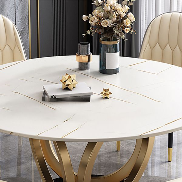 Glam Restaurant Sintered Stone Table Round Pedestal Dining Table