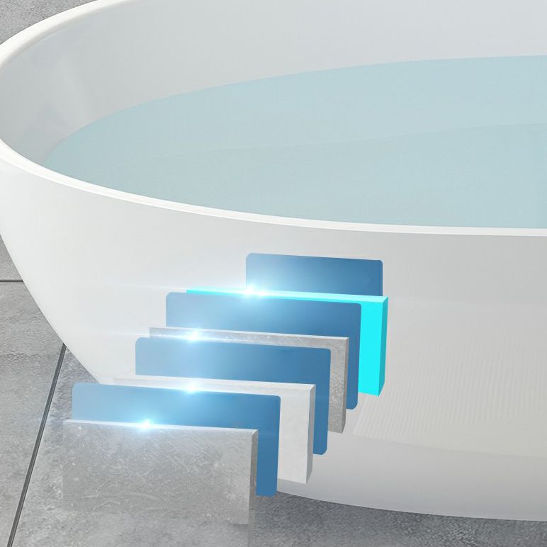 Modern Soaking Freestanding Bath Tub Acrylic Oval Bathtub with Overflow Trim