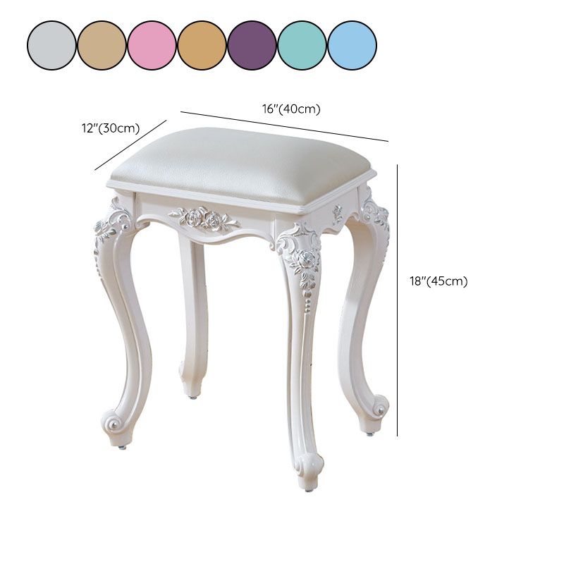 Glam Pouf Ottoman Faux Leather Solid Color Water Resistant Carving Rectangle Pouf