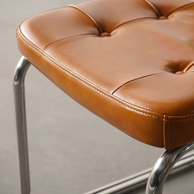 Modern Backrest Cushion Chair with Metal Base for Dining Room