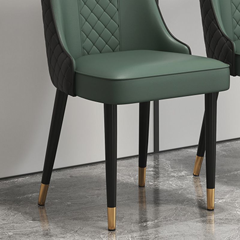 Glam Style Side Chair Leather Parsons Indoor Dining Chair for Living Room