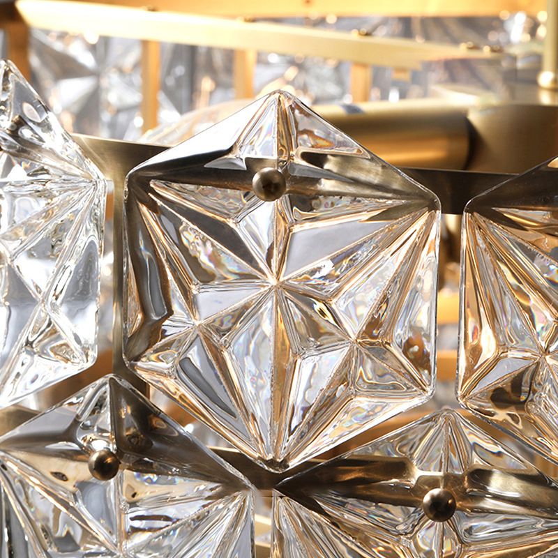 Snowflake Chandelier Light Fixture Vintage Clear Glass Pendant Lighting for Restaurant