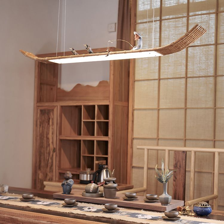 Linear Island Pendant LED Modern Metal Ceiling Pendant Light for Tea Room