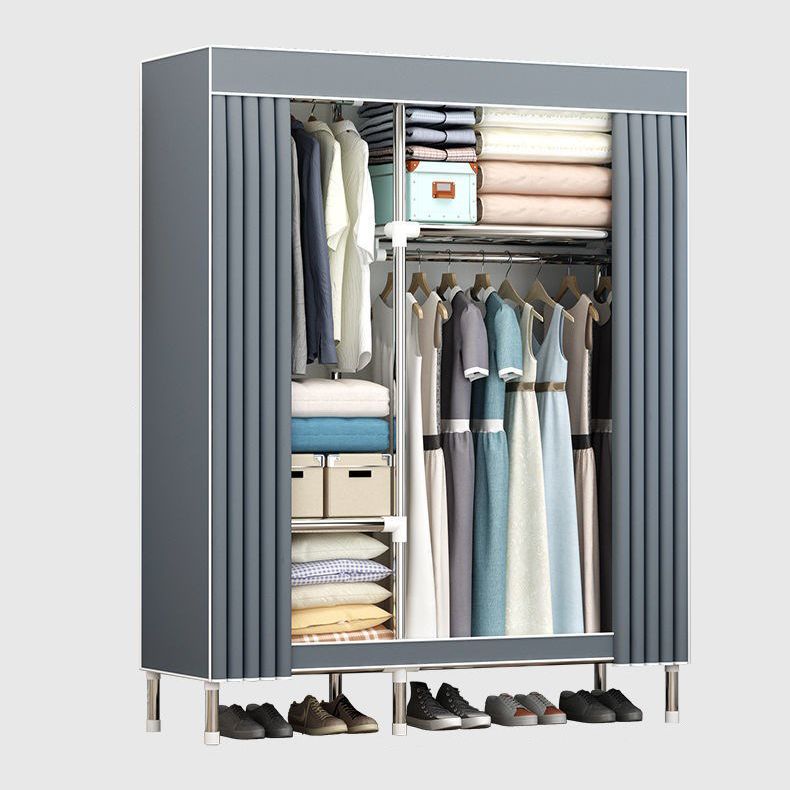 Contemporary Wardrobe Metal 1-Door Wardrobe Closet with Cloth Rod