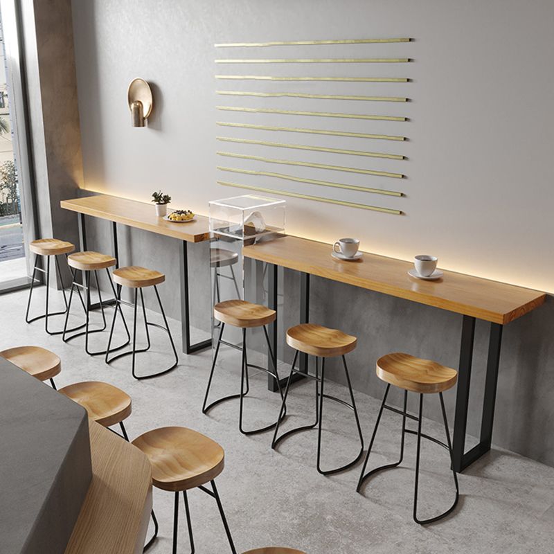 Modern 1/4/7 Pieces Bar Table Set Rectangle Wood Counter Table with Stools for Cafe