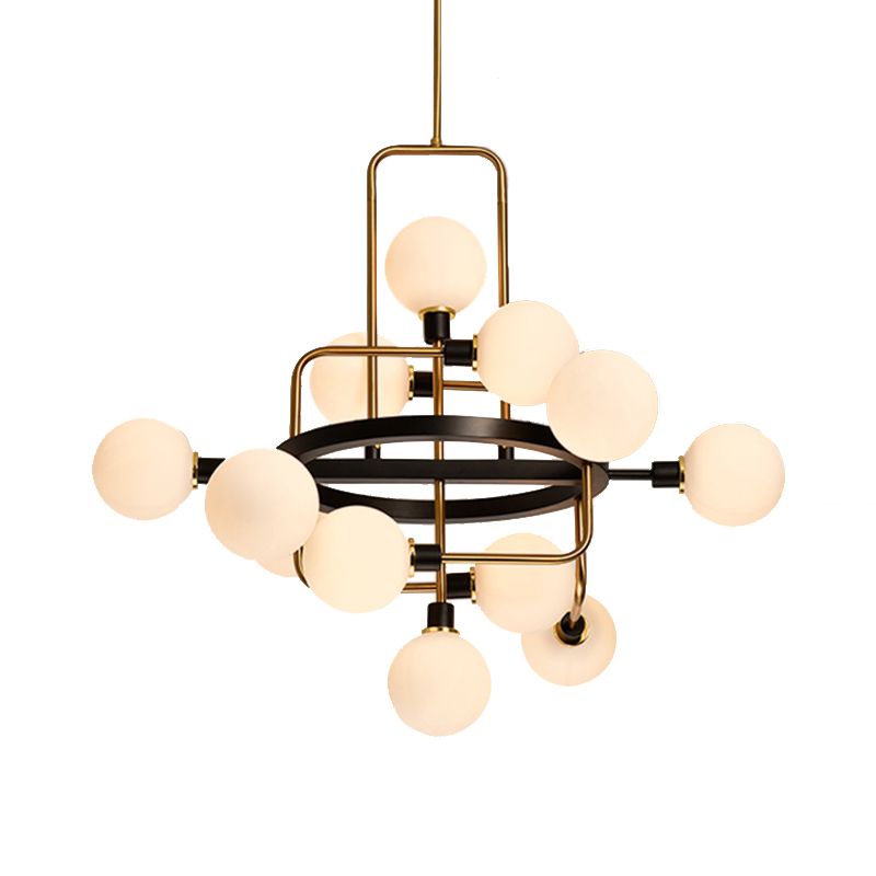 Chandelier d'étude en orbite Chandelier Ambre / fumée / verre blanc Éclairage de pendentif contemporain